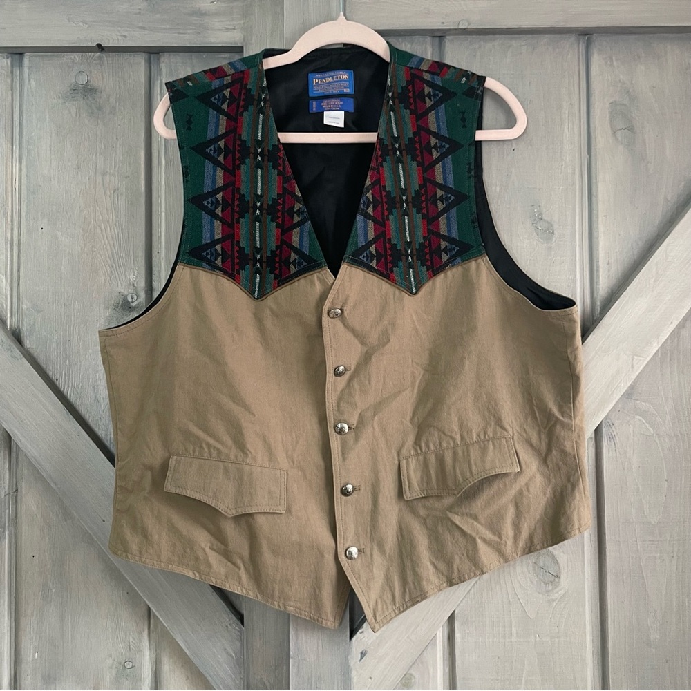PENDLETON High Grade‎ Western Wear Aztec Knit Canvas Vest Size XL